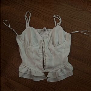 Elegant White Ruffle Trim Top